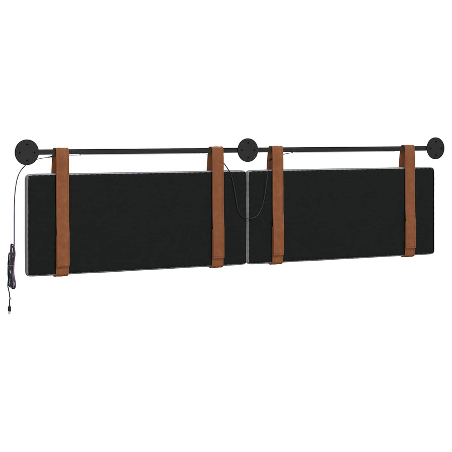 Hangend hoofdbord Met LED-verlichting Lichtgrijs Antiek PU