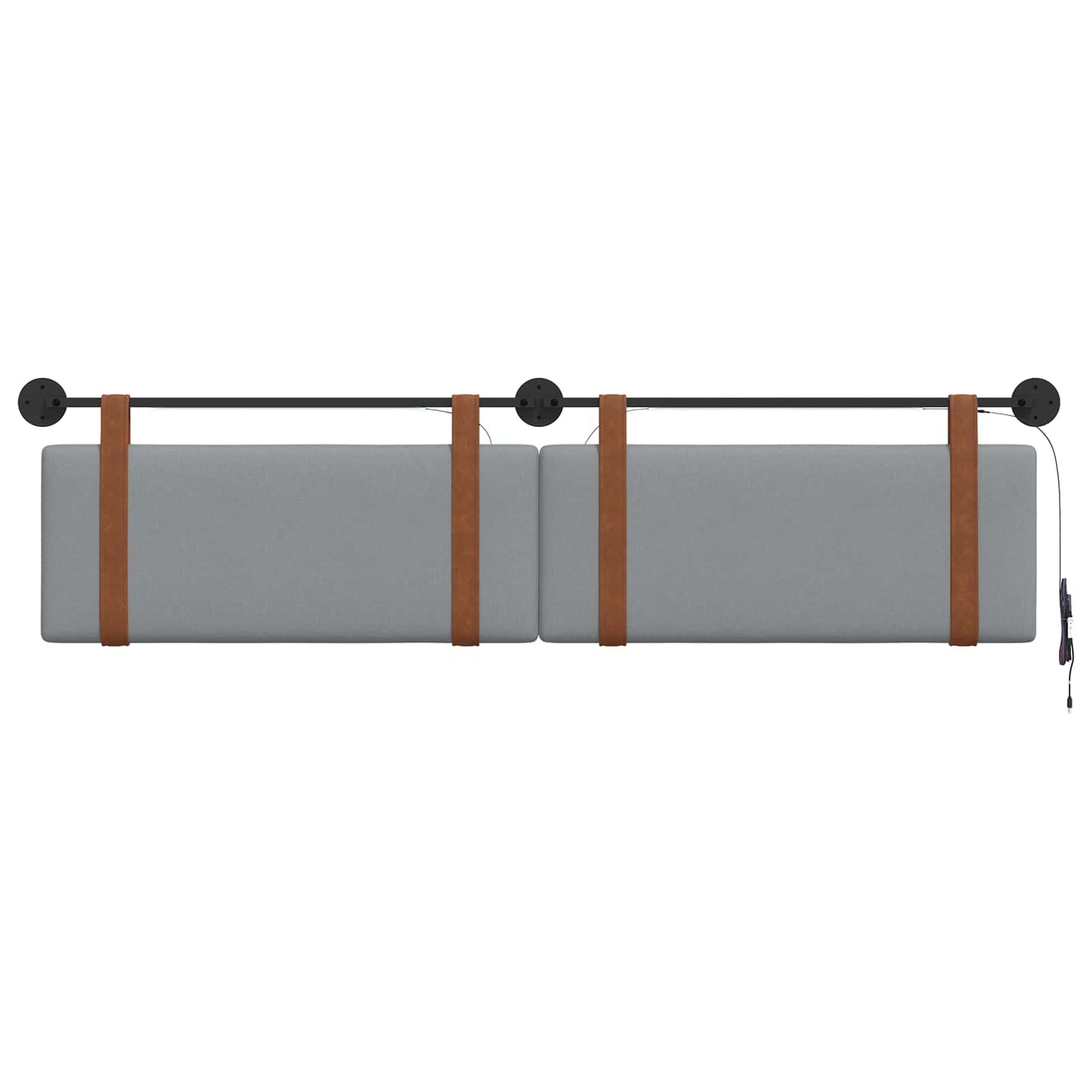 Hangend hoofdbord Met LED-verlichting Lichtgrijs Antiek PU