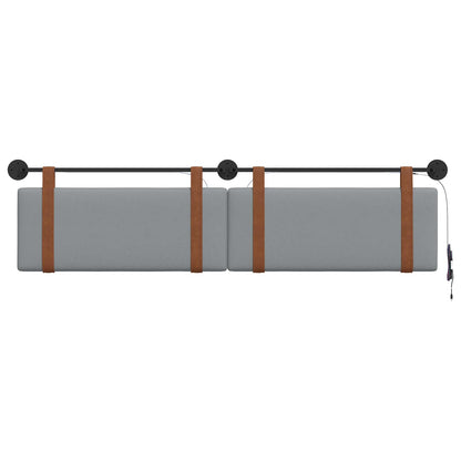 Hangend hoofdbord Met LED-verlichting Lichtgrijs Antiek PU