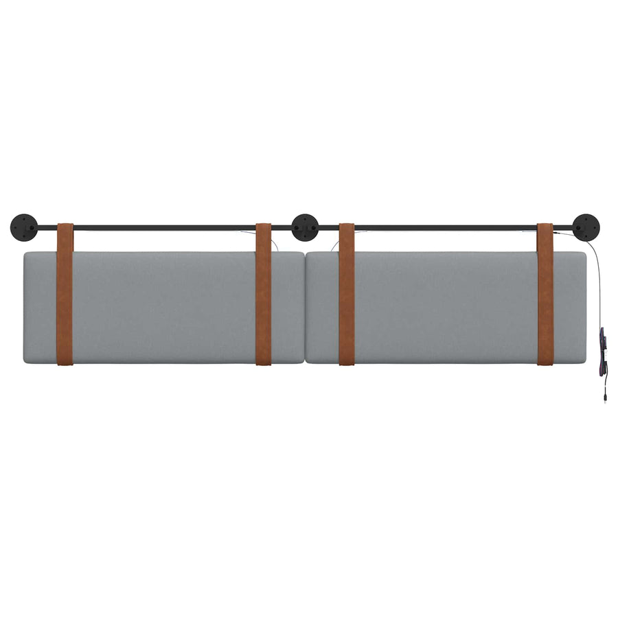 Hangend hoofdbord Met LED-verlichting Lichtgrijs Antiek PU