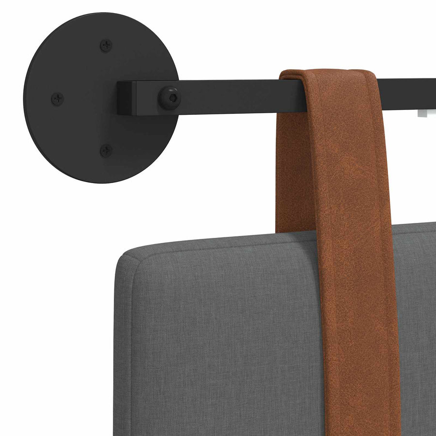 Hangend hoofdbord Met LED-verlichting Donkergrijs Antiek PU