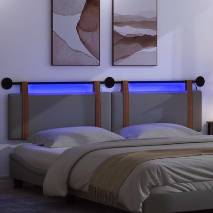Hangend hoofdbord Met LED-verlichting Donkergrijs Antiek PU