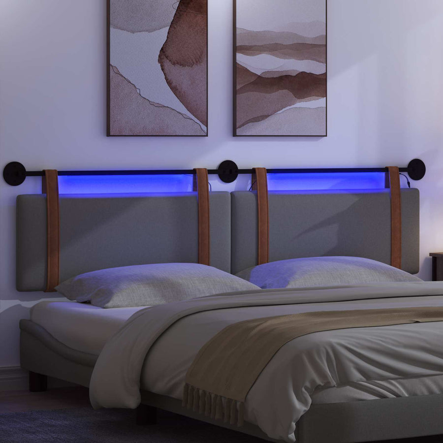 Hangend hoofdbord Met LED-verlichting Donkergrijs Antiek PU