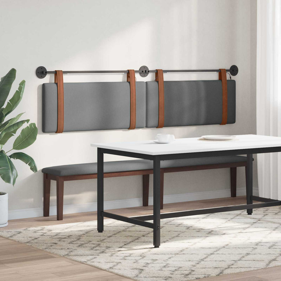 Hangend hoofdbord Met LED-verlichting Donkergrijs Antiek PU