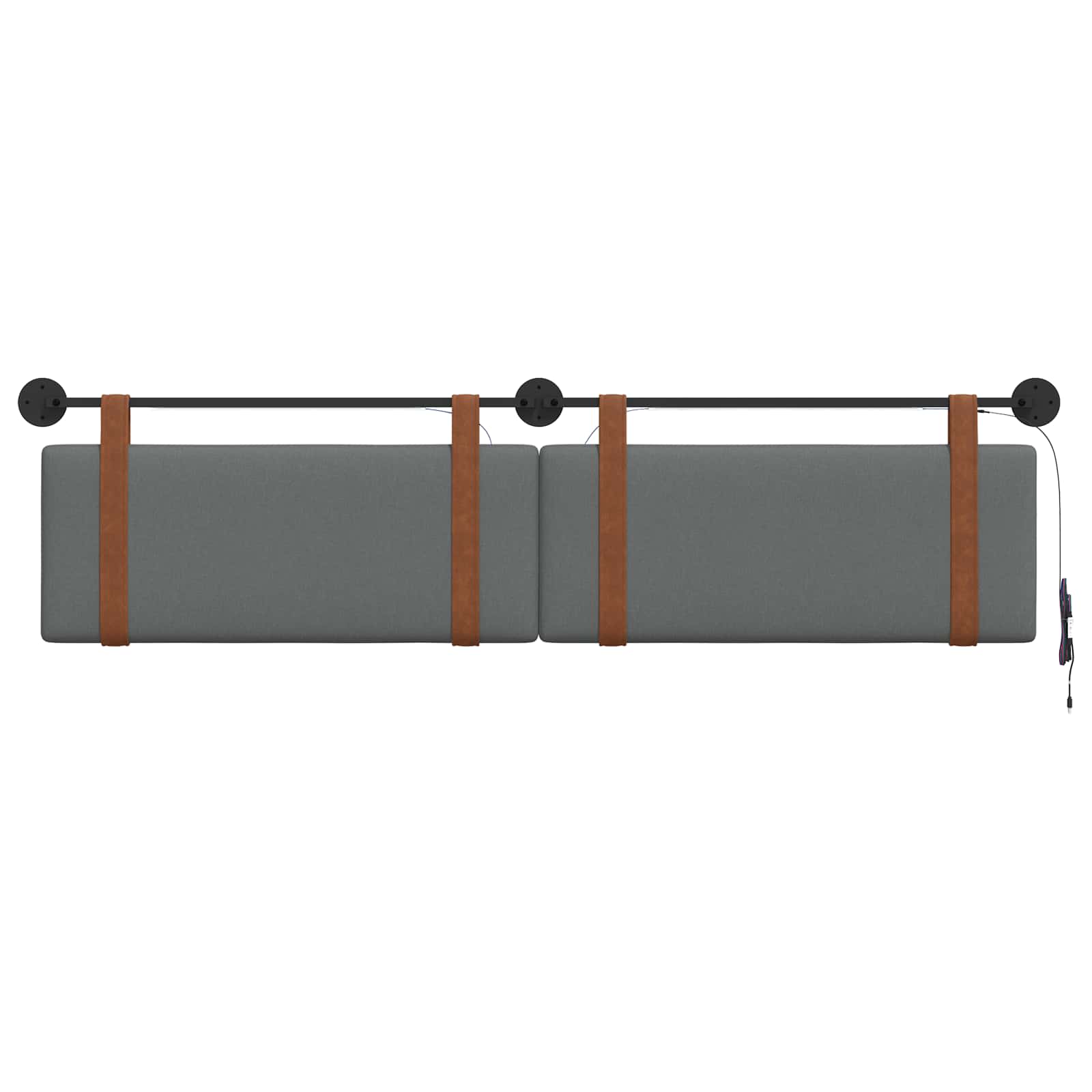 Hangend hoofdbord Met LED-verlichting Donkergrijs Antiek PU