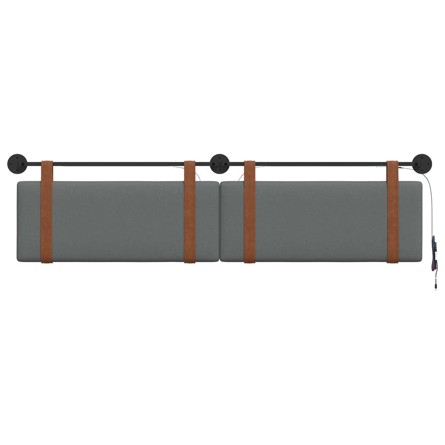 Hangend hoofdbord Met LED-verlichting Donkergrijs Antiek PU