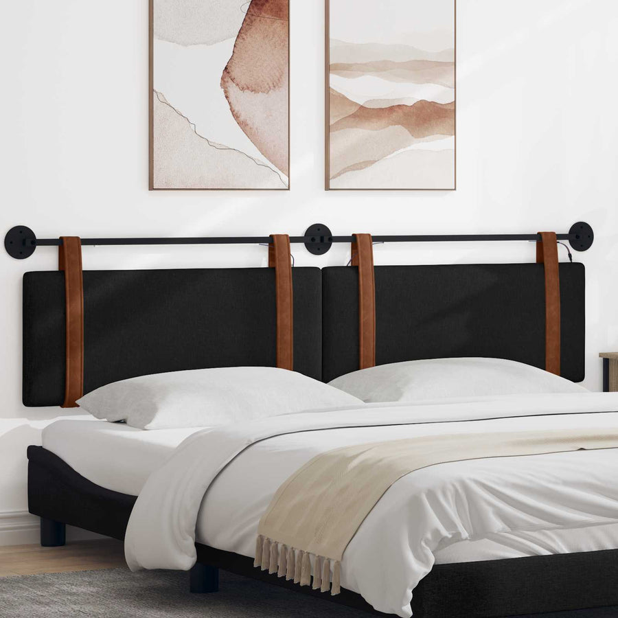 Hangend hoofdbord Met LED-verlichting Zwart Antiek PU