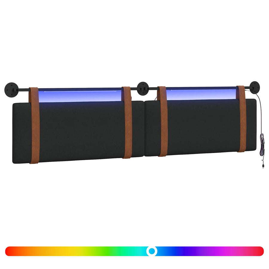 Hangend hoofdbord Met LED-verlichting Zwart Antiek PU