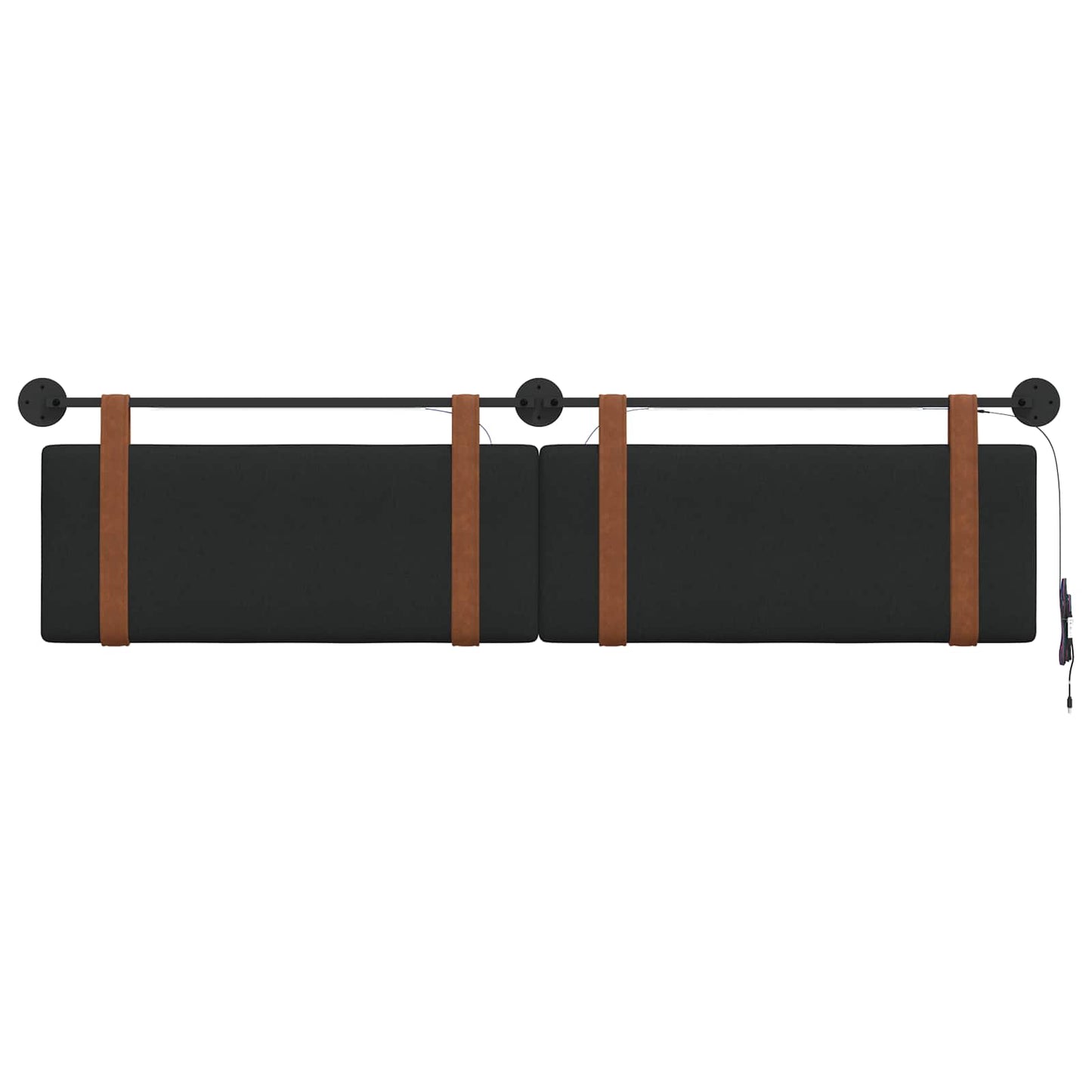 Hangend hoofdbord Met LED-verlichting Zwart Antiek PU