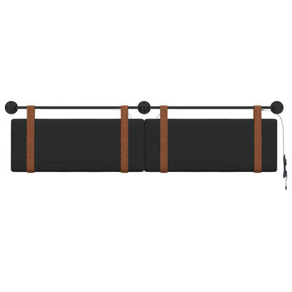 Hangend hoofdbord Met LED-verlichting Zwart Antiek PU
