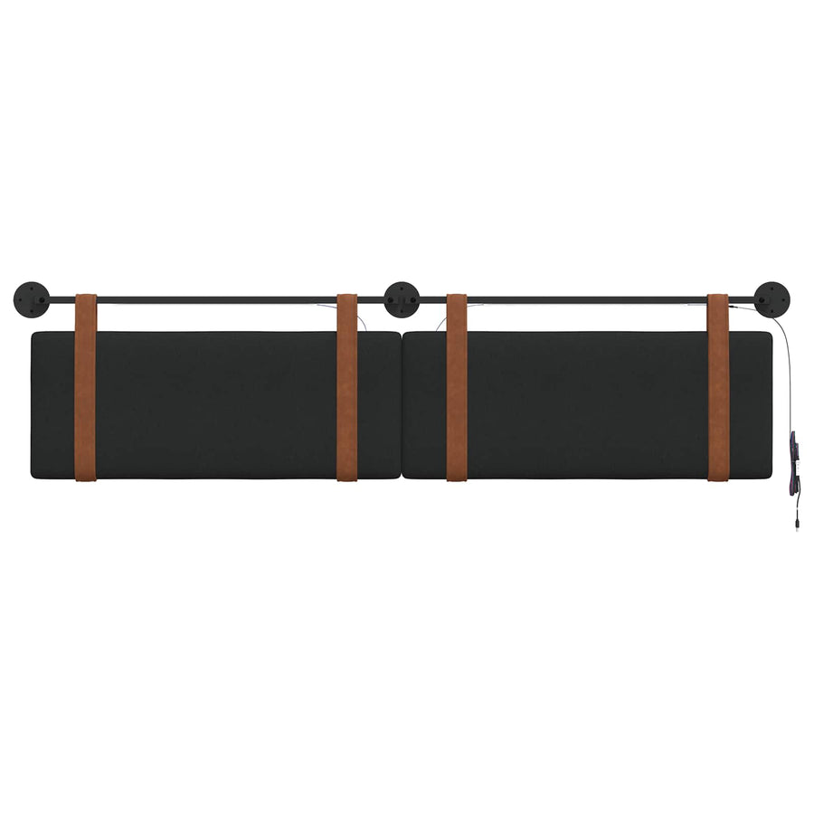 Hangend hoofdbord Met LED-verlichting Zwart Antiek PU