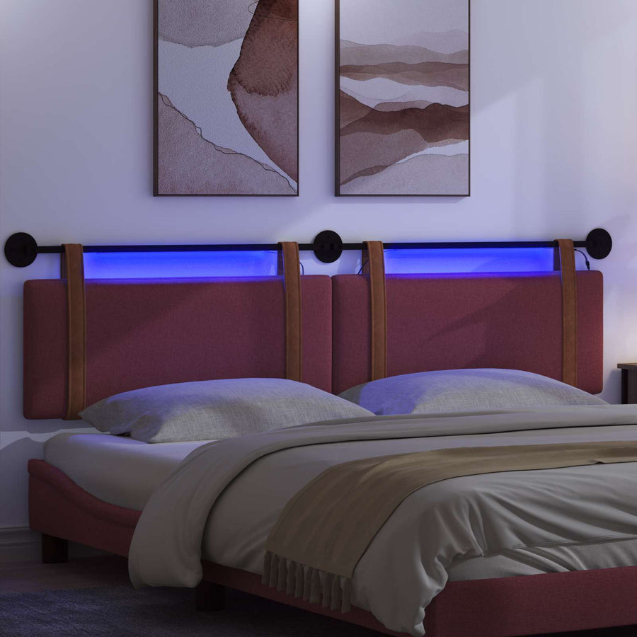 Hangend hoofdbord Met LED-verlichting Wijnrood Antiek PU