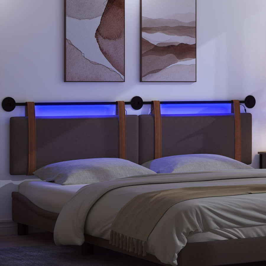 Hangend hoofdbord Met LED-verlichting Donkerbruin Antiek PU