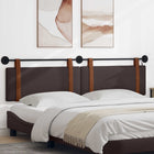 Wall-mounted headboard With LED lighting Dark brown Antique PU