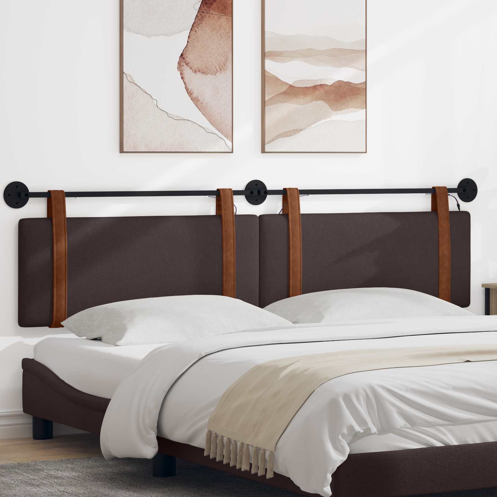 Hangend hoofdbord Met LED-verlichting Donkerbruin Antiek PU