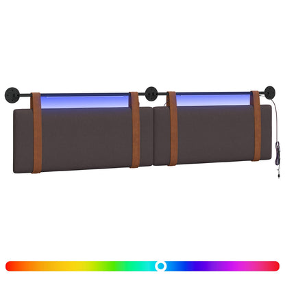 Hangend hoofdbord Met LED-verlichting Donkerbruin Antiek PU