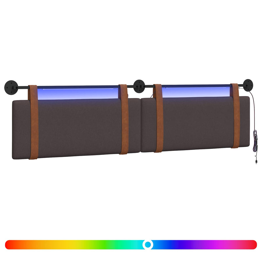 Hangend hoofdbord Met LED-verlichting Donkerbruin Antiek PU