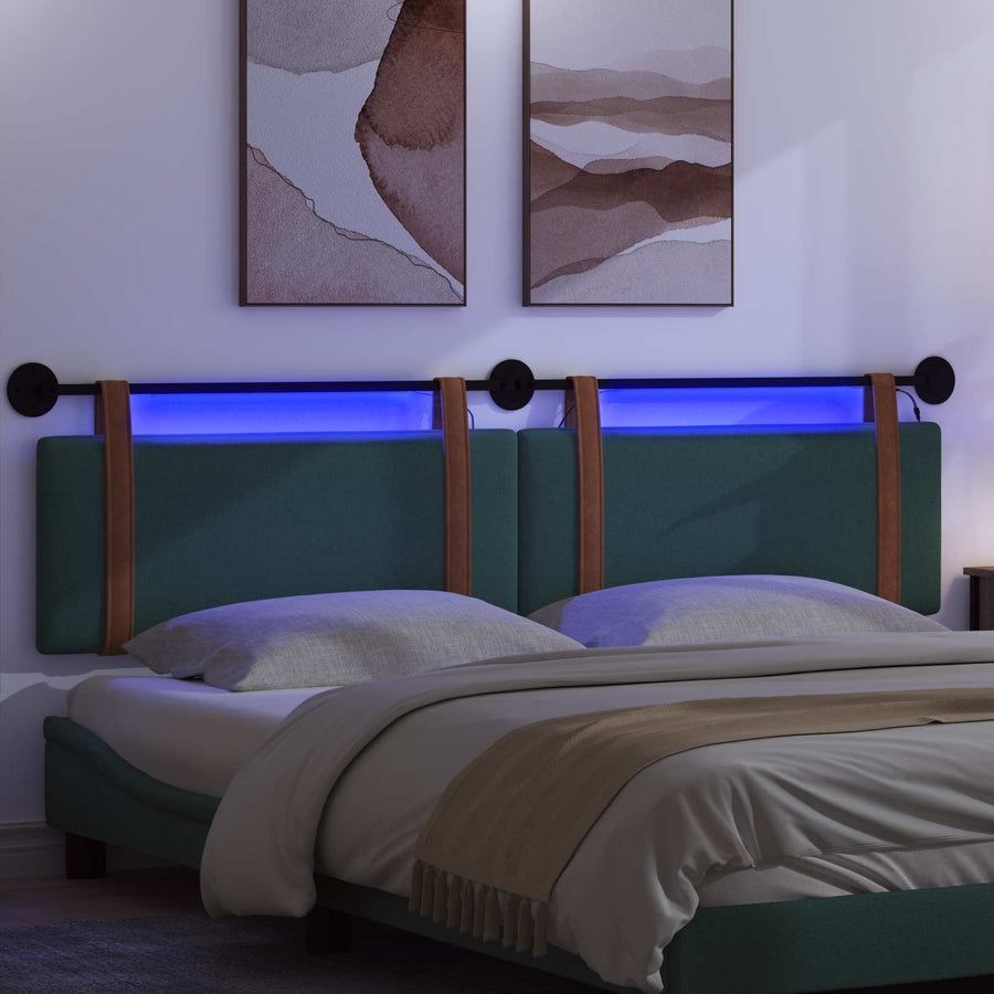 Hangend hoofdbord Met LED-verlichting Donkergroen Antiek PU