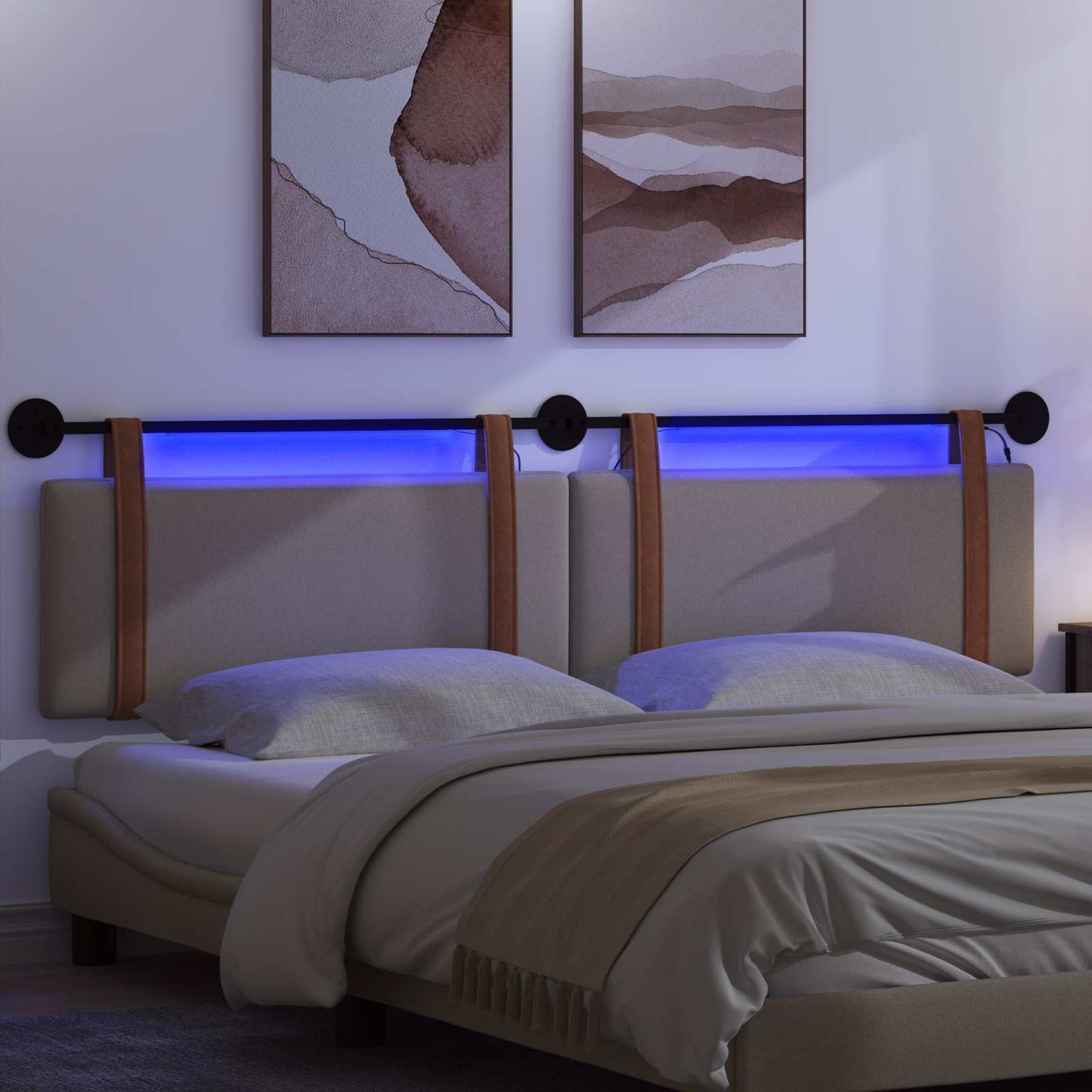 Hangend hoofdbord Met LED-verlichting Taupe Antiek PU