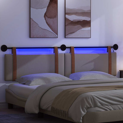Hangend hoofdbord Met LED-verlichting Taupe Antiek PU