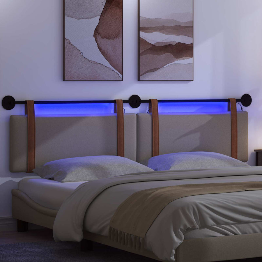 Hangend hoofdbord Met LED-verlichting Taupe Antiek PU