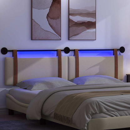 Hangend hoofdbord Met LED-verlichting Crèmekleurig Antiek PU