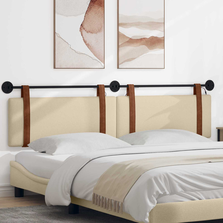 Hangend hoofdbord Met LED-verlichting Crèmekleurig Antiek PU