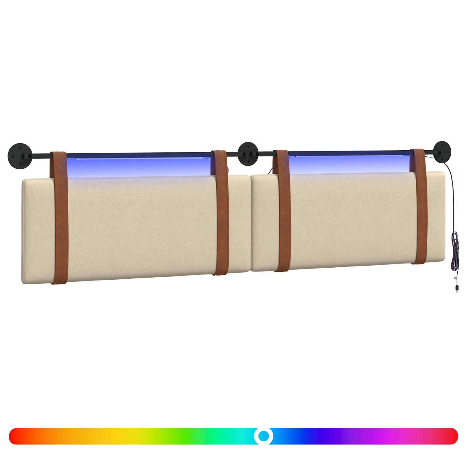 Hangend hoofdbord Met LED-verlichting Crèmekleurig Antiek PU