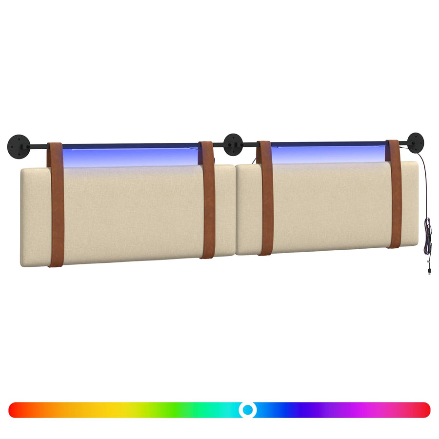 Hangend hoofdbord Met LED-verlichting Crèmekleurig Antiek PU