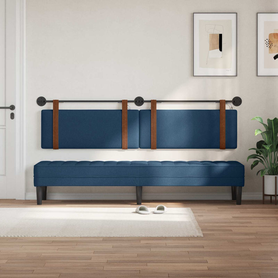 Hangend hoofdbord Met LED-verlichting Blauw Antiek PU