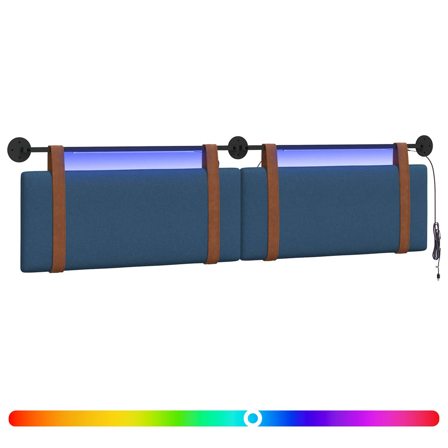 Hangend hoofdbord Met LED-verlichting Blauw Antiek PU