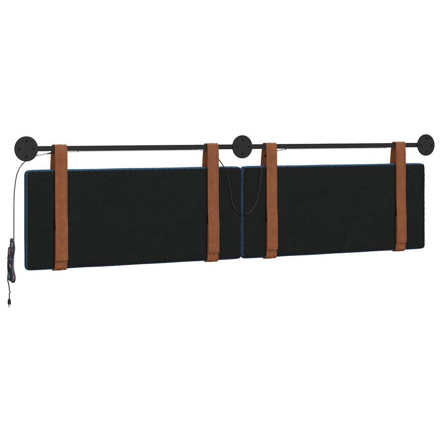 Hangend hoofdbord Met LED-verlichting Blauw Antiek PU