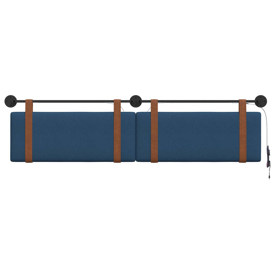 Hangend hoofdbord Met LED-verlichting Blauw Antiek PU