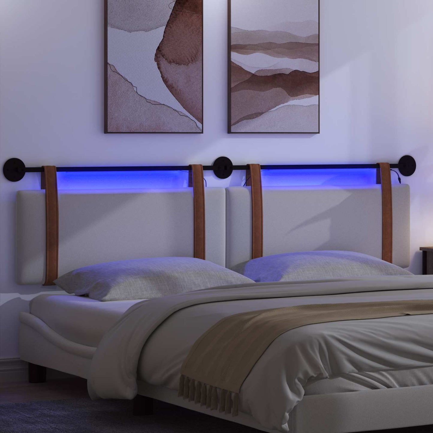 Hangend hoofdbord Met LED-verlichting Wit Antiek PU