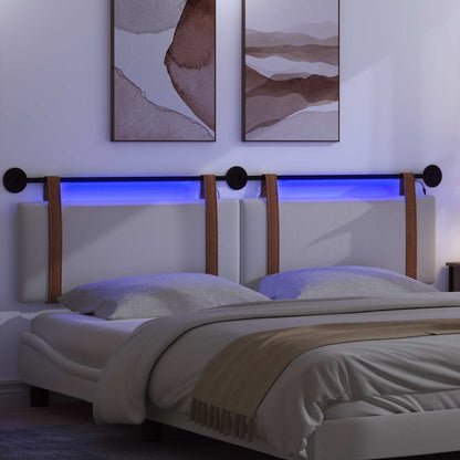 Hangend hoofdbord Met LED-verlichting Wit Antiek PU