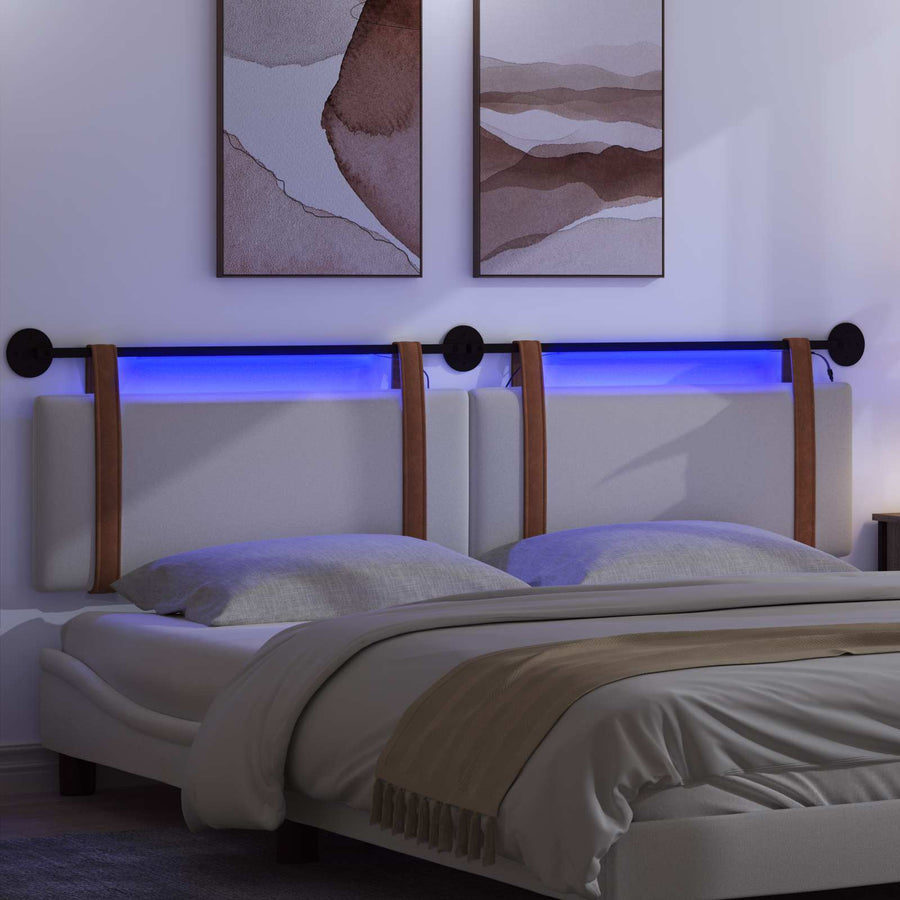 Hangend hoofdbord Met LED-verlichting Wit Antiek PU