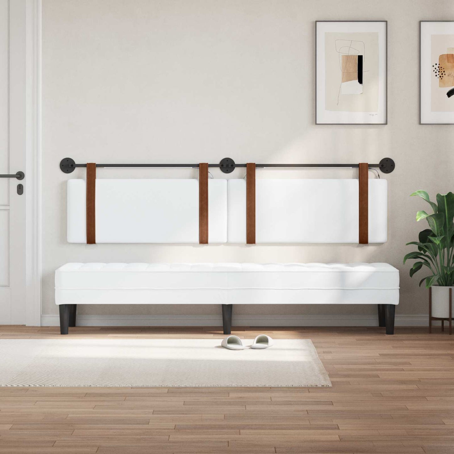 Hangend hoofdbord Met LED-verlichting Wit Antiek PU