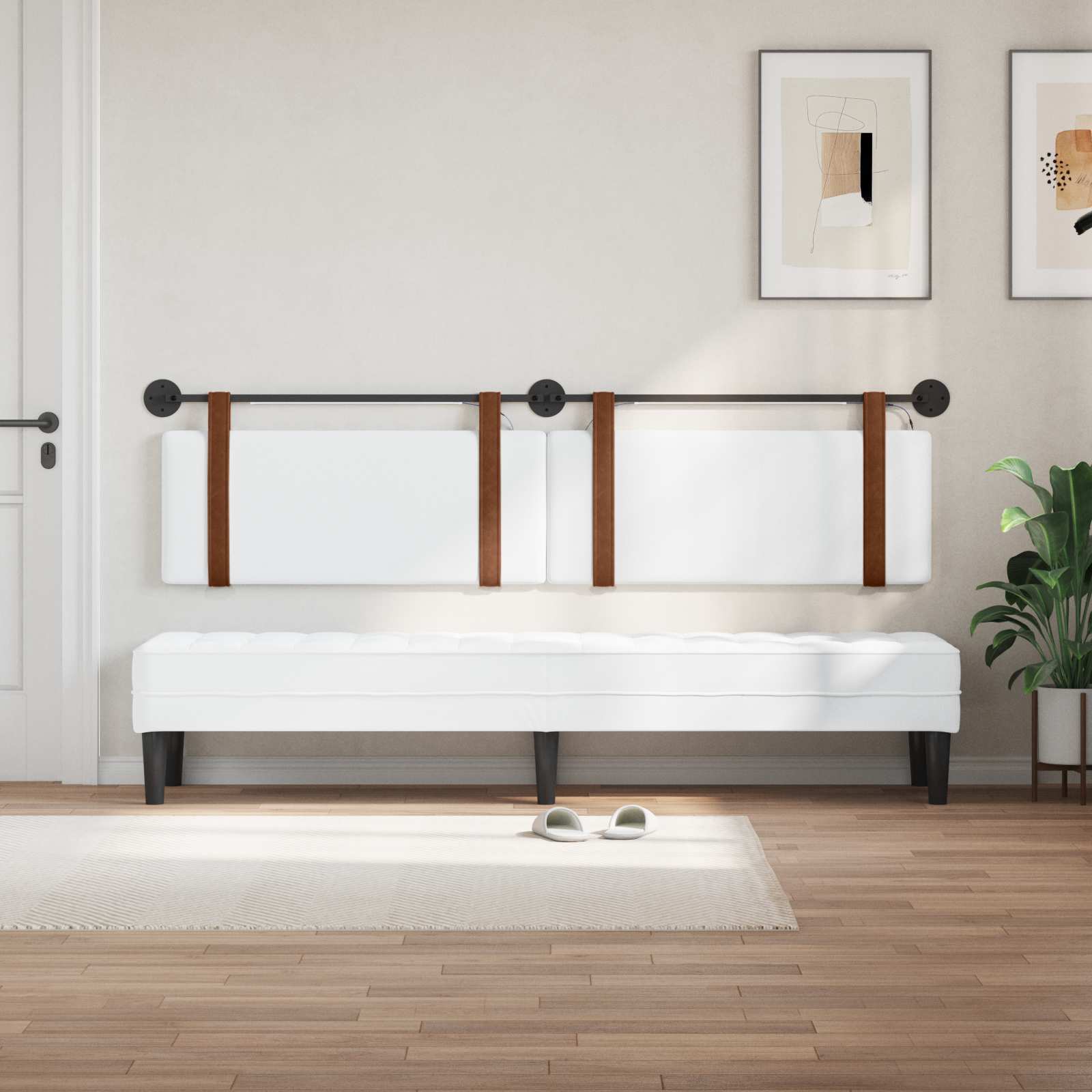 Hangend hoofdbord Met LED-verlichting Wit Antiek PU