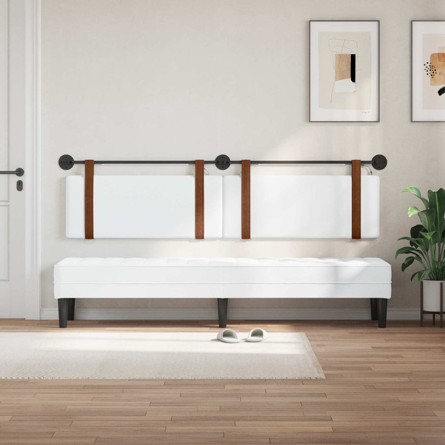 Hangend hoofdbord Met LED-verlichting Wit Antiek PU
