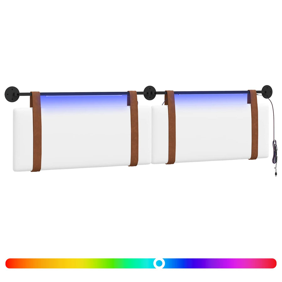 Hangend hoofdbord Met LED-verlichting Wit Antiek PU