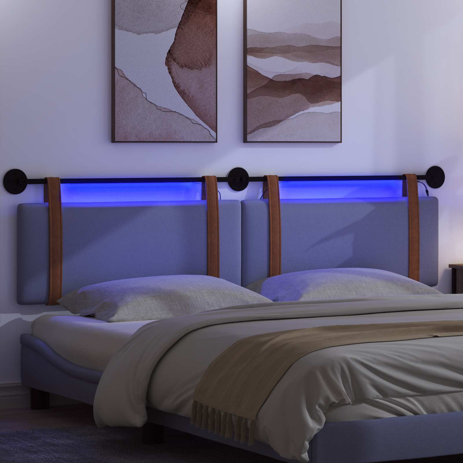 Hangend hoofdbord Met LED-verlichting Jeans Blauw Antiek PU