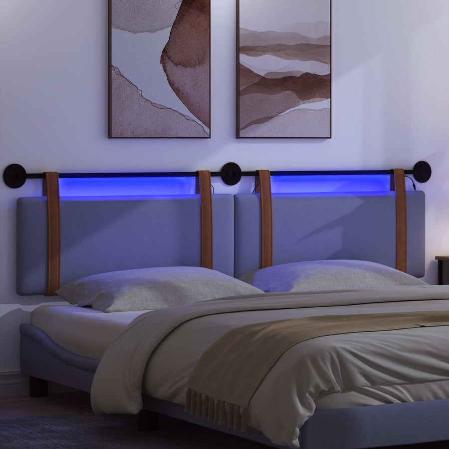 Hangend hoofdbord Met LED-verlichting Jeans Blauw Antiek PU