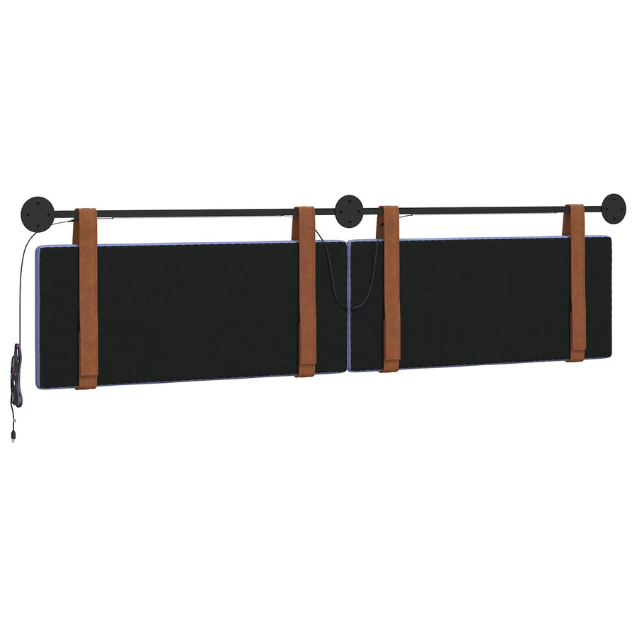 Hangend hoofdbord Met LED-verlichting Jeans Blauw Antiek PU