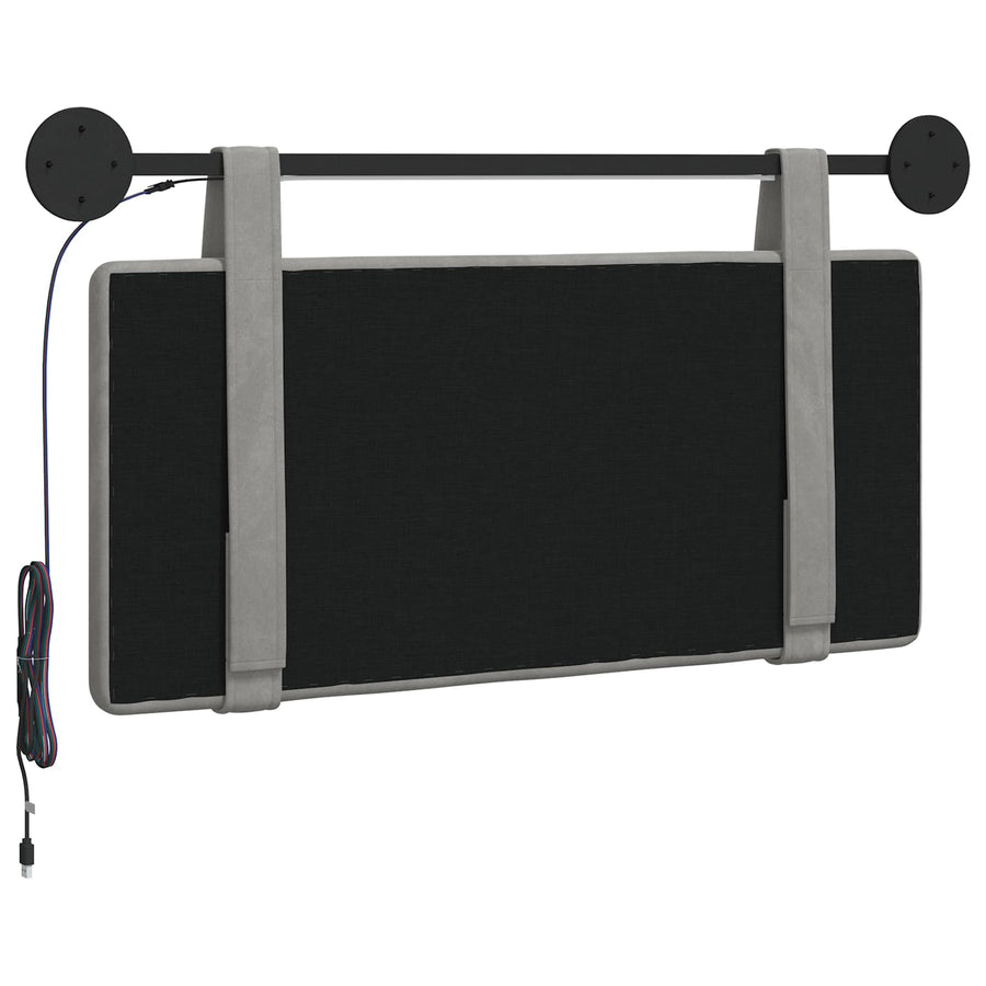 Hangend hoofdbord Met LED-verlichting Lichtgrijs Fluweel