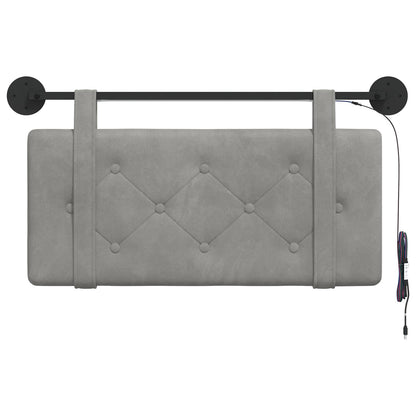 Hangend hoofdbord Met LED-verlichting Lichtgrijs Fluweel