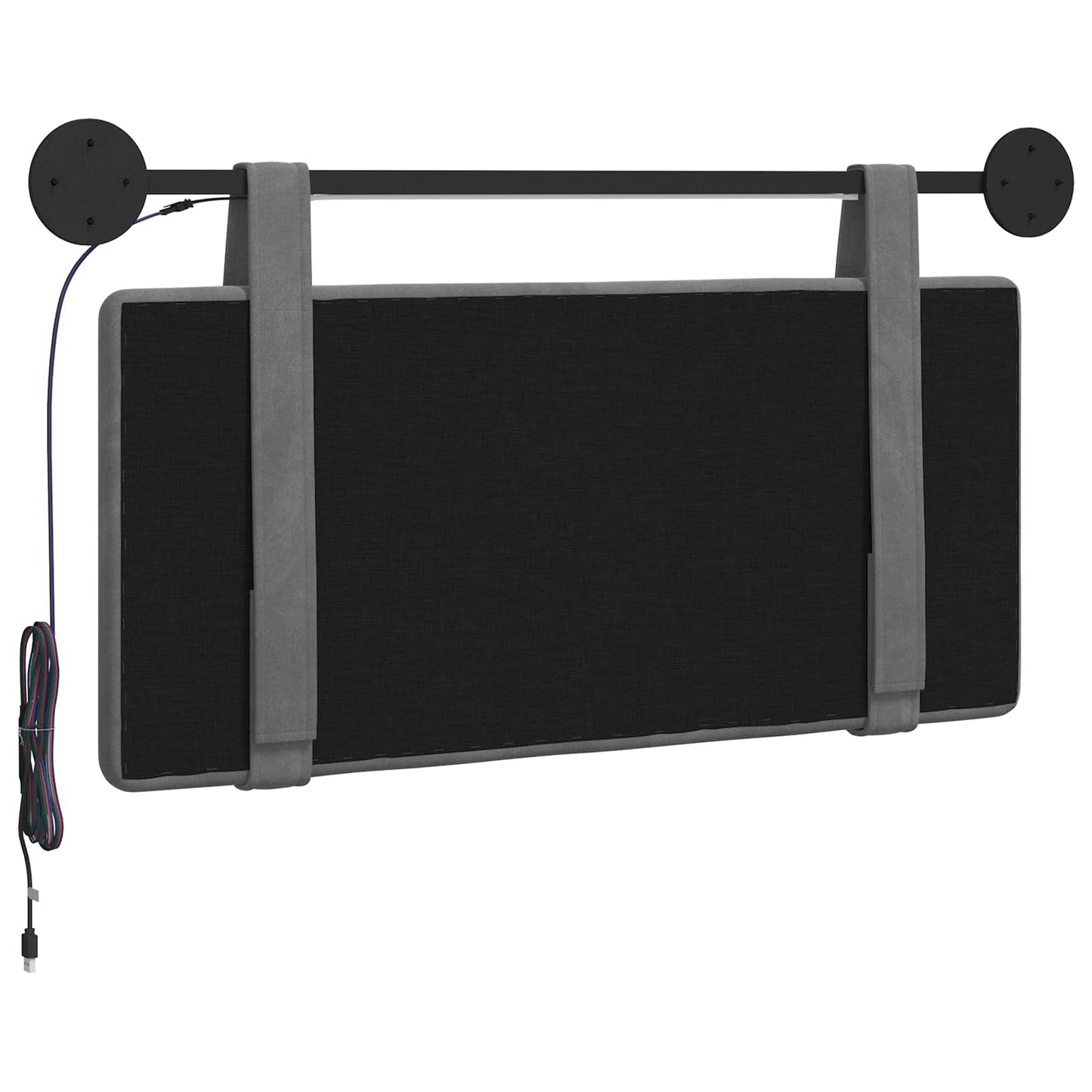 Hangend hoofdbord Met LED-verlichting Donkergrijs Fluweel