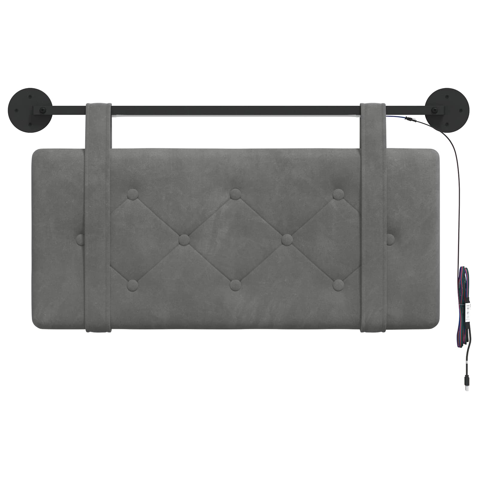 Hangend hoofdbord Met LED-verlichting Donkergrijs Fluweel