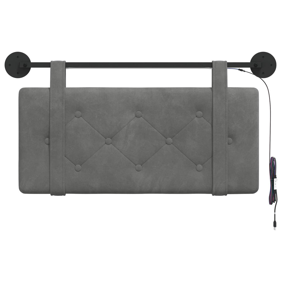 Hangend hoofdbord Met LED-verlichting Donkergrijs Fluweel