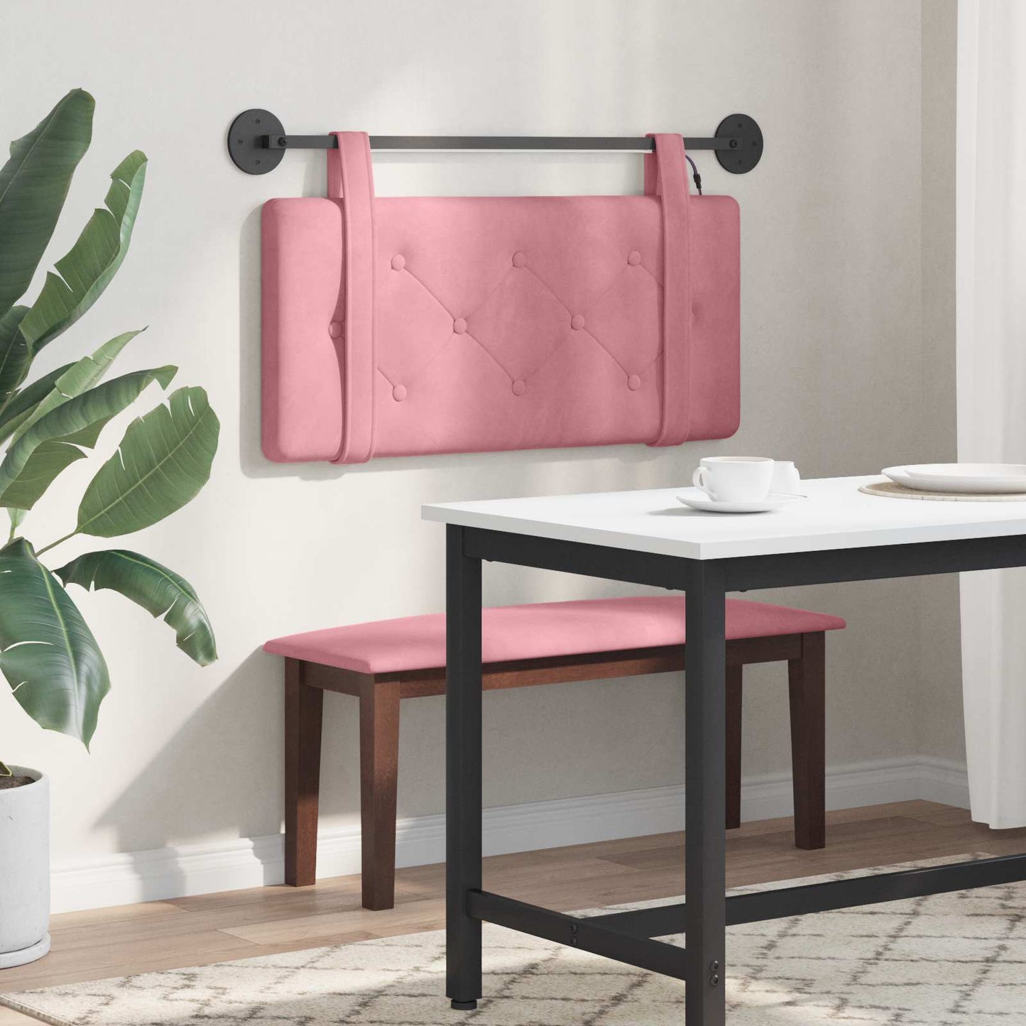 Hangend hoofdbord Met LED-verlichting Roze Fluweel
