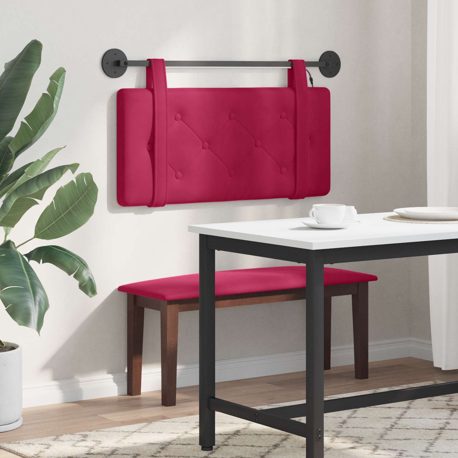 Hangend hoofdbord Met LED-verlichting Wijnrood Fluweel